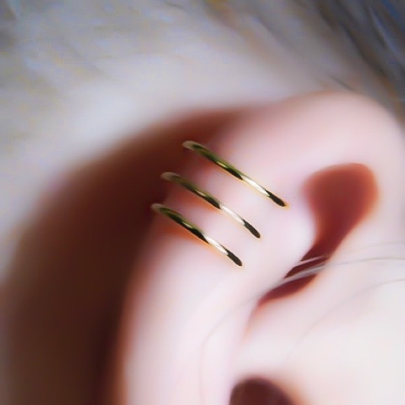 Triple Ear Cuff Nonpierced Clip On Cartilage Hoop Earring Helix Ring Upper Ear - Picture 5 of 10